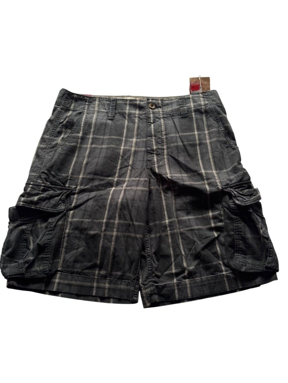 Mens Plaid Cargo Shorts Black Combo Size 38 Cotton Mossimo Supply Co